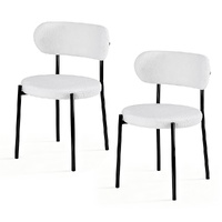 Artiss Set of 2 Dining Chairs Sherpa Boucle White