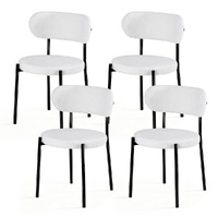 Artiss Set of 4 Dining Chairs Sherpa Boucle White