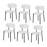 Artiss Set of 6 Dining Chairs Sherpa Boucle White