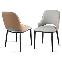 Artiss 2x Hollow PU Leather Dining Chairs Kitchen Accent Grey