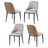 Artiss 4x Hollow PU Leather Dining Chairs Kitchen Accent Grey