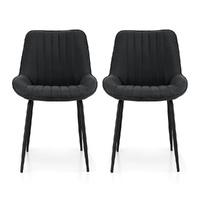 Artiss 2x Retro PU Leather Dining Chairs Kitchen Accent Black