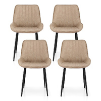 Artiss 4x Retro PU Leather Dining Chairs Kitchen Accent Khaki