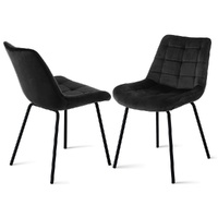 Artiss 2x Velvet Tufted Dining Chairs Black
