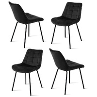 Artiss 4x Velvet Tufted Dining Chairs Black