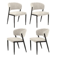 Artiss Dining Chairs Set of 4 Linen Fabric Soft Upholstered Chairs Beige