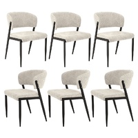 Artiss Dining Chairs Set of 6 Linen Fabric Soft Upholstered Chairs Beige