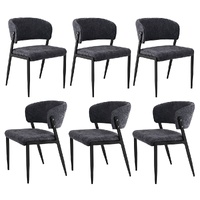 Artiss Dining Chairs Set of 6 Linen Fabric Soft Upholstered Chairs Charcoal