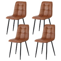 Artiss 4x Retro PU Leather Dining Chairs Brown