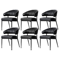 Artiss Dining Chairs Set of 6 Leather Hollow Armchair Black