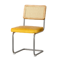Artiss Velvet Rattan Cantilever Chair Set of 2 Yellow