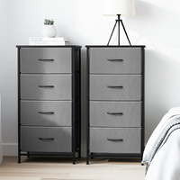 Artiss 2x 4 Drawer Chest Tallboy Dresser Storage Grey