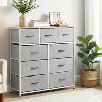 Artiss 9 Drawer Chest Tallboy Dresser Storage Light Grey