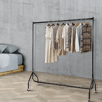 Artiss Clothes Rack Airer Coat Stand 6FT Black Wheels
