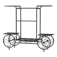 Artiss 6 Tier Iron Plant Stand with 4 Wheels Black