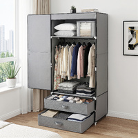 Artiss Large Portable Clothes Closet Wardrobe Magnetic Door Grey