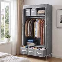 Artiss Large Portable Clothes Closet Wardrobe Tiebacks Grey