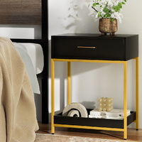 Artiss MASON Bedside Table 1 Drawer Shelf Black Nightstand
