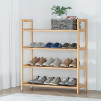 Artiss 4-Tier Shoe Rack 12 Pairs Weaved Shelves Storage