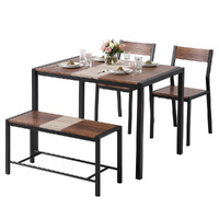 Artiss Dining Table and Chairs Set of 4 with Bench Rustic Brown