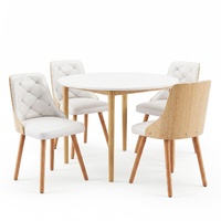Artiss Dining Table and Chairs Set 5PCS Round 4 PU Leather Seater Dining Set White