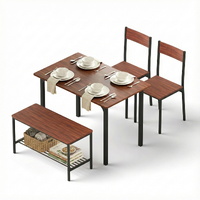 Artiss 4 Piece Dining Set with Storage Bench Walnut