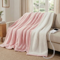 Giselle Electric Throw Rug 200x180cm Fleece Flannel Heated Blanket Pink