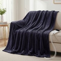 Giselle Electric Throw Rug 200x180cm Coral Fleece Heated Blanket Charcoal