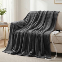 Giselle Electric Throw Rug 200x180cm Coral Fleece Heated Blanket Grey