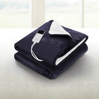 Giselle Electric Heated Blanket Dual Side Fleece Throw Rug Charcoal