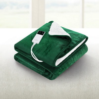 Giselle Electric Heated Blanket Dual Side Fleece Throw Rug Green