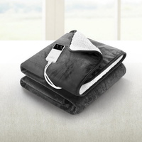 Giselle Bedding Heated Electric Throw Blanket Grey Flannel