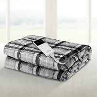 Giselle Bedding Heated Electric Throw Blanket Checkered Flannel