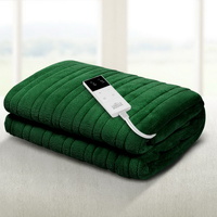 Giselle Bedding Heated Electric Throw Blanket Green Flannel