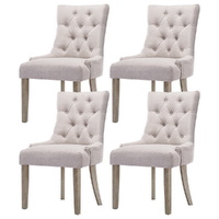 Artiss French Provincial Dining Chairs Set 4 Beige Linen