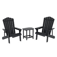 Gardeon HDPE Adirondack Beach Chair Sun Lounge Table Black