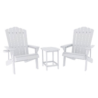 Gardeon HDPE Adirondack Beach Chair Sun Lounge Table White