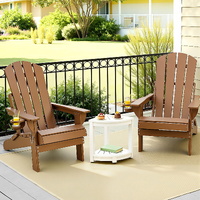 Gardeon HDPE Folding Adirondack Beach Chair Sun Lounge Brown