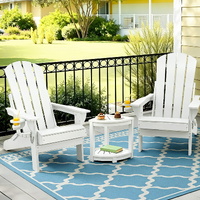 Gardeon Outdoor Folding Adirondack Chair & Table Set White HDPE