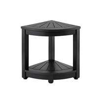 Gardeon Outdoor Coffee Side Table HDPE with Storage Shelf Black