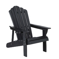 Gardeon Adirondack Beach Chair HDPE Sun Lounge Black