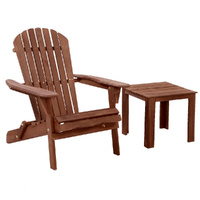 Gardeon Adirondack Wooden Foldable Beach Chair Brown