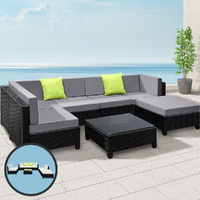 Gardeon 7-Piece Wicker Outdoor Sofa Set Lounge Couch Seat Cover