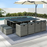 Gardeon 13 Piece Outdoor Wicker Dining Set Grey