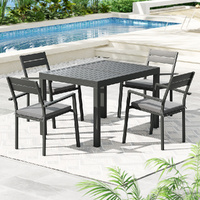 Gardeon 5 Piece Aluminium Extendable Dining Set Black