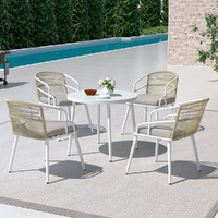 Gardeon 5 Piece Aluminium Round Dining Set White