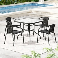Gardeon 5 Piece Steel Stackable Outdoor Dining Set