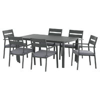 Gardeon 7 Piece Outdoor Dining Set Aluminium Black