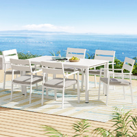 Gardeon 7 Piece Outdoor Dining Set Aluminium White