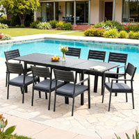 Gardeon 9 Piece Outdoor Dining Set Extendable Aluminium Black